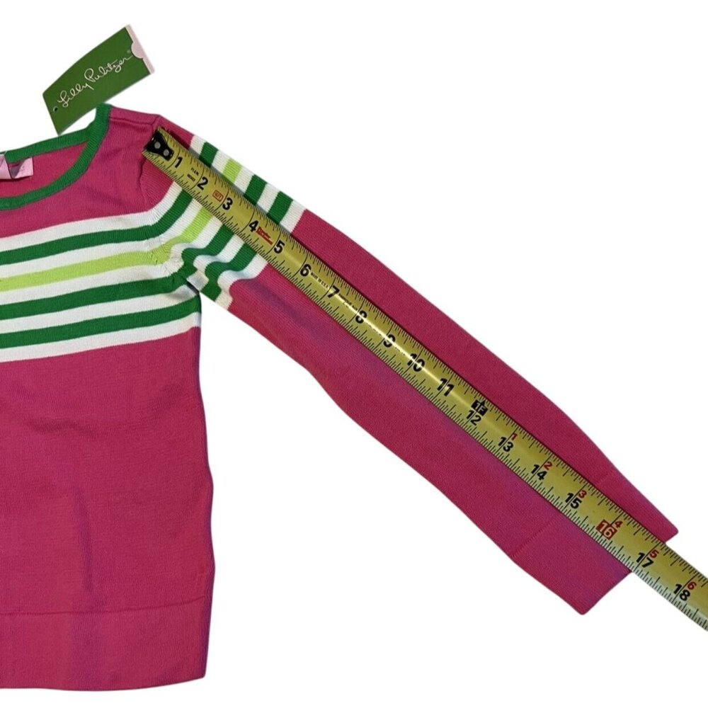Lilly Pulitzer Mini Maria Pullover Sweater Girls Capri Pink Worth Stripe Size M - Picture 9 of 11